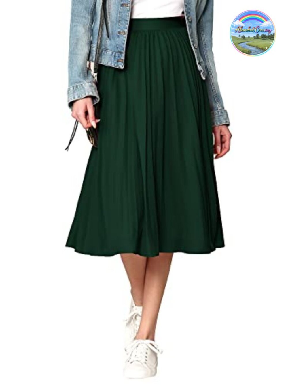 Women's High Waist Pleated Flowy A-Line Swing Midi Skirt